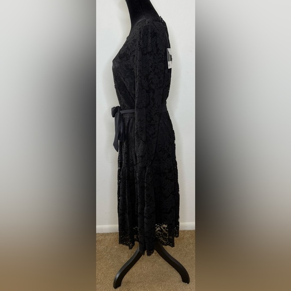 NWT Vera Wang scalloped hem Black lace Gothic party dress whimsigoth medium - Picture 4 of 11